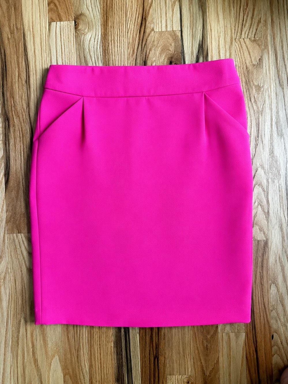 J. Crew Hot Pink Pencil Skirt with Pleat Detail